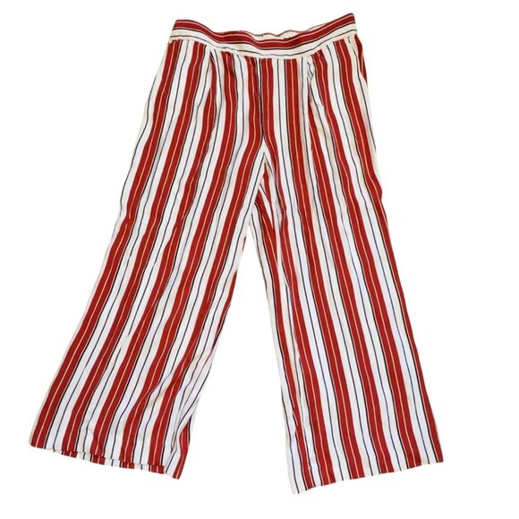 LOFT Womens Striped Wide Leg, Cropped Pants-L-GUC - Picture 1 of 5